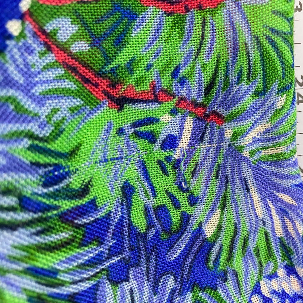Talbots Womens Scarf One Size Green Blue Red Pinecone Print Fringed Viscose NWT - Picture 9 of 12